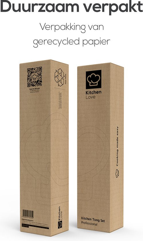 KitchenLove Pince à viande - Pince de cuisine - Lot de 3 - Pince à spaghetti - Pince à barbecue - Silicone - Noir