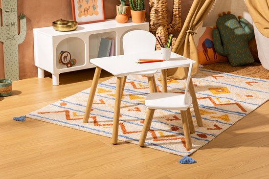 Ensemble Atmosphera Kids : table à dessin/table pour enfants + chaises pour enfants - 58 x 38 x 43 cm - Blanc