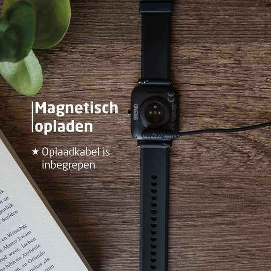 BREND Smartwatch pour femmes et hommes - podomètre, tensiomètre et cardiofréquencemètre - Montre de sport - étanche - Noir