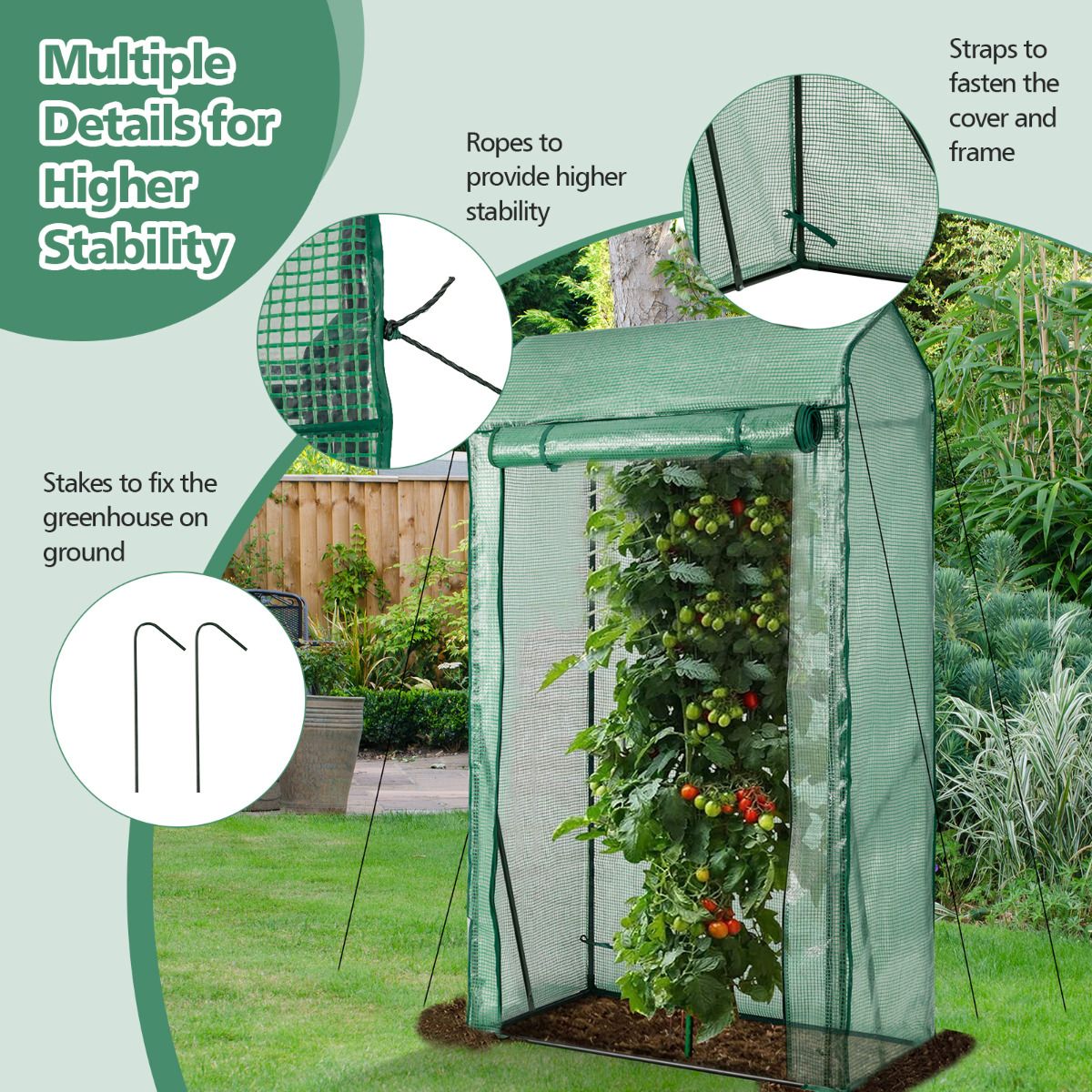 Serre Coast Walk-in Garden - Porte à fermeture éclair pratique - 100 x 50 x 170 cm - Vert