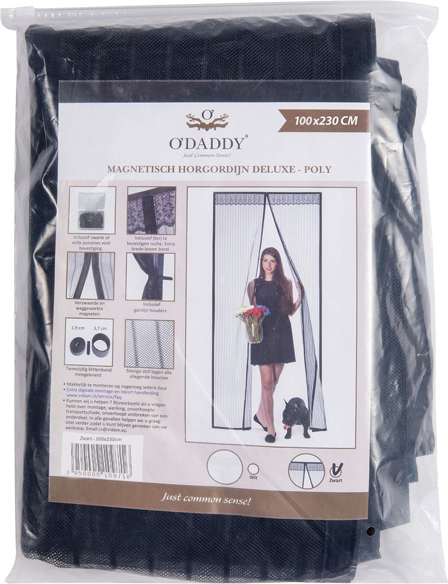 O'DADDY® Rideau de porte - Rideau anti-mouches - magnétique - moustiquaire de porte de luxe 100 x 230 cm - Noir Hor - Rideaux à cornes - Porte à cornes