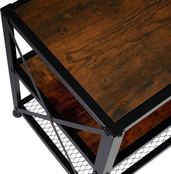 tectake - Meuble TV - Indianapolis - brun foncé industriel - 404543