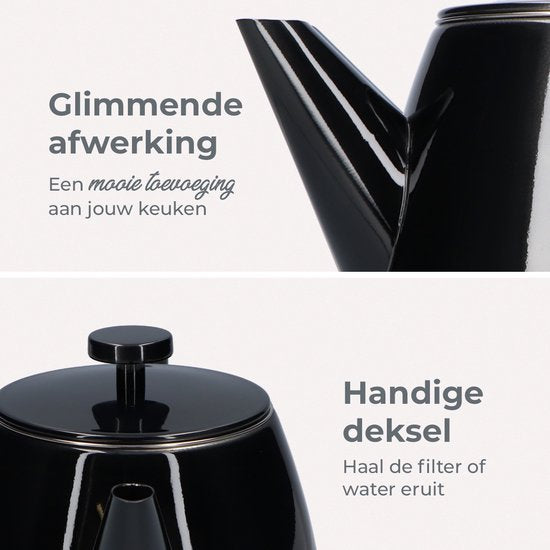 Vaja® Théière Juliette avec filtre - Double paroi - Théière 1.0L - Noir brillant