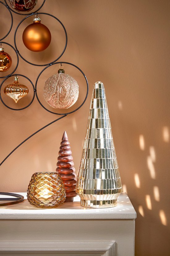 Maison des Saisons Décoration sapin de Noël - H33 x Ø13 cm - Verre - Or