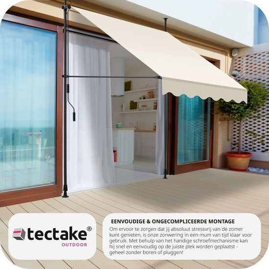 Store - tectake - Store à pinces - Réglable - Parasol balcon - 150 x 180 cm - beige - store - 404954