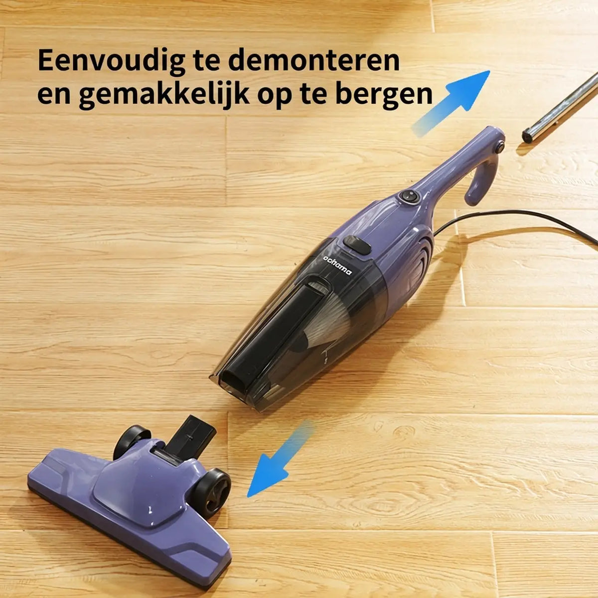Aspirateur filaire 2-en-1 Ochama (aspirateur à main et balai) 0,5 l – Léger, puissance d'aspiration élevée de 500 W, design fin, réservoir à poussière transparent, facile à monter/démonter – Idéal pour les foyers avec des animaux de compagnie