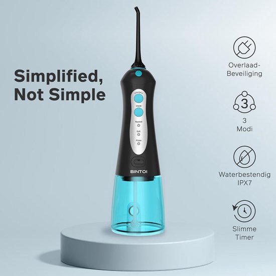 Bintoi® iSonic F500 - Fil dentaire - Douche buccale professionnelle - Fil dentaire pour appareil dentaire - Fil dentaire - 3 étapes et 4 accessoires - IPX7 Waterproof - Sac de voyage inclus Cadeau