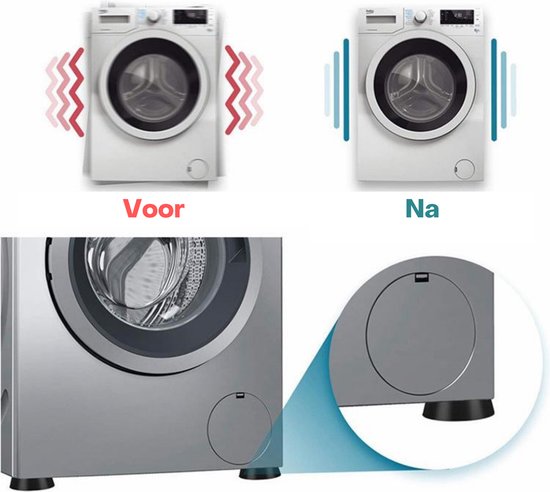 TIKKENS Amortisseurs de vibrations lave-linge/sèche-linge - Lot de 4 pièces - Tapis anti-vibrations - Pieds de sèche-linge - Amortisseur - Anti-vibrations - Caoutchouc antidérapant - Noir