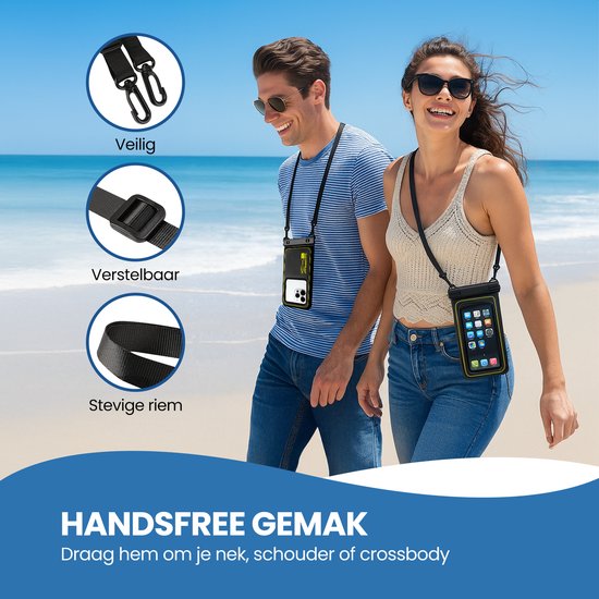 TTD® Waterproof Phone Case Floating - 2 Pieces - Stays on Water Floating - With Adjustable Carrying Cord - Touchscreen, Camera and Face ID Remain Usable - Double Clip Closure - Suit pour les téléphones jusqu'à 6.8 Inch
