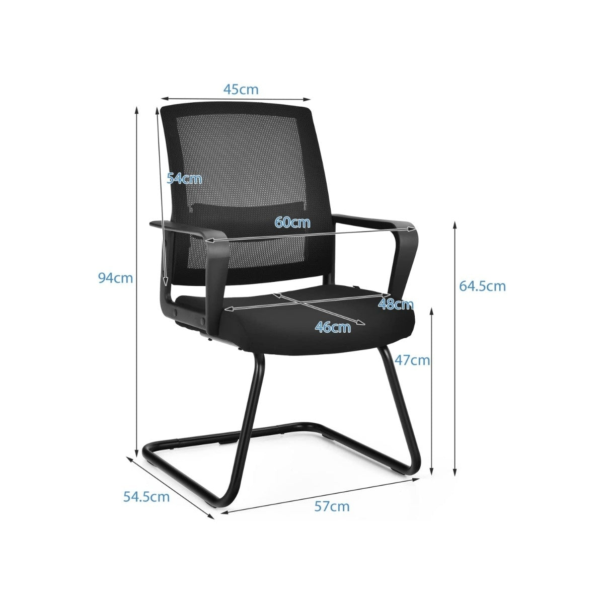 Coast Network Desk - chaise avec dossier jusqu'à 136 kg résiliente 60 x 54,5 x 94 cm noir
