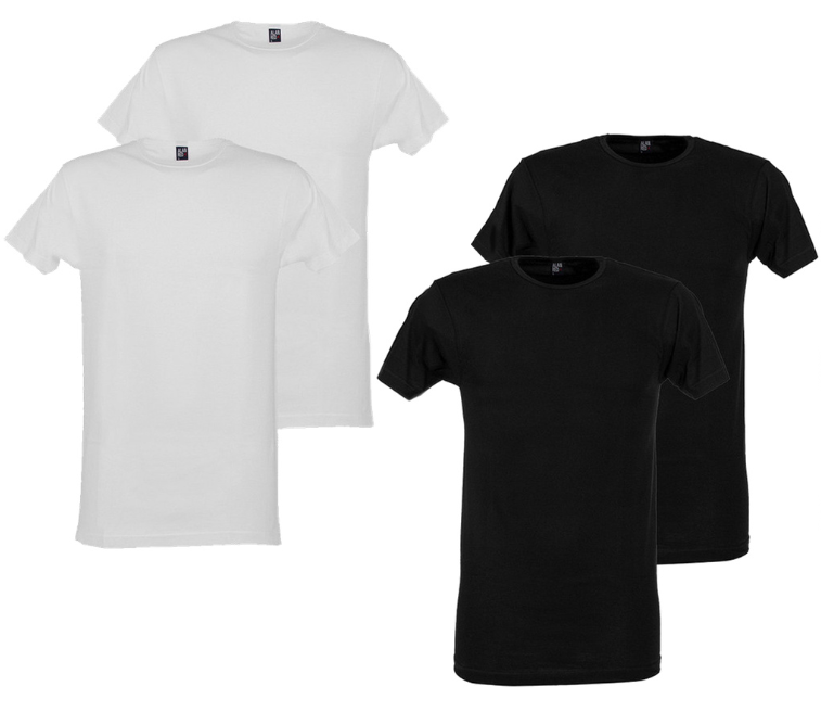 4x Alan Red Basic T-Shirt | Vermont ou Derby - Taille XL - Noir/Blanc