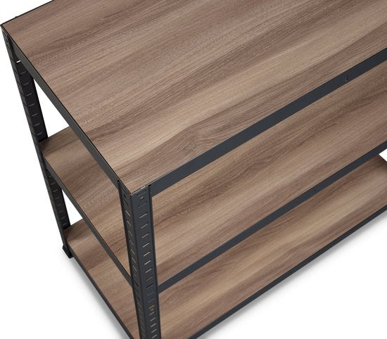 Avasco Shelving Cabinet Table - étagère basse - aspect bois - châssis métal noir - 88x90x45 - 3 étagères