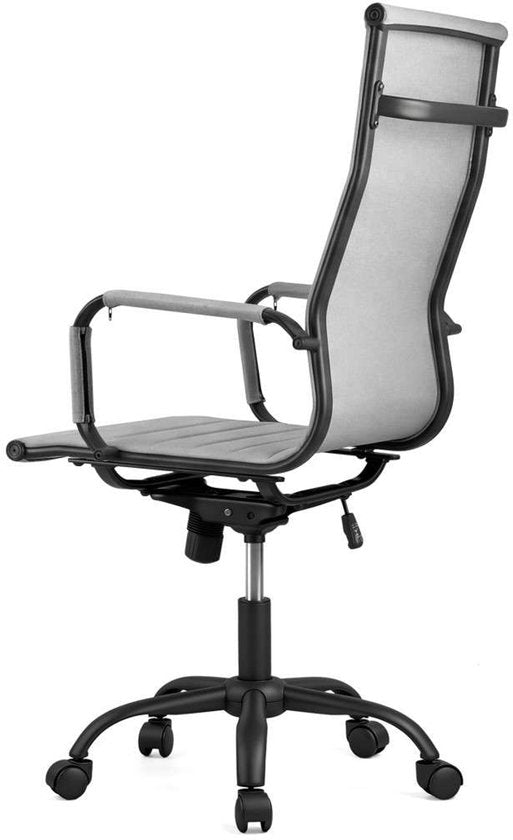 Feel Furniture - Fauteuil de bureau de luxe - Dossier haut - Gris clair avec structure noire mate
