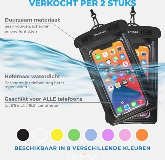 Etuis de téléphone étanches - Drybag Set of 2 - Etui de téléphone sous-marin pour tous les téléphones - Etui de téléphone étanche Earkings
