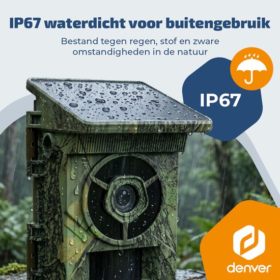 Caméra de chasse Denver avec vision nocturne et Wi-Fi - 4K Ultra HD - 48 Mpx - Wi-Fi - Application Trailcam Go - Écran LCD - Alimentation solaire - WSW8120
