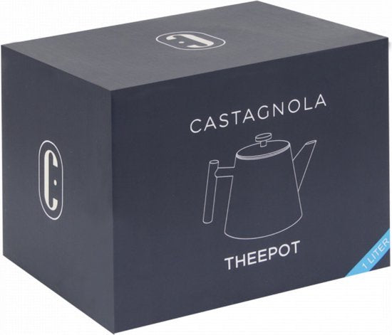 Théière Castagnola avec filtre - Théière à double paroi - Thermos en acier inoxydable - Pichet isotherme 1 L - acier inoxydable - Noir