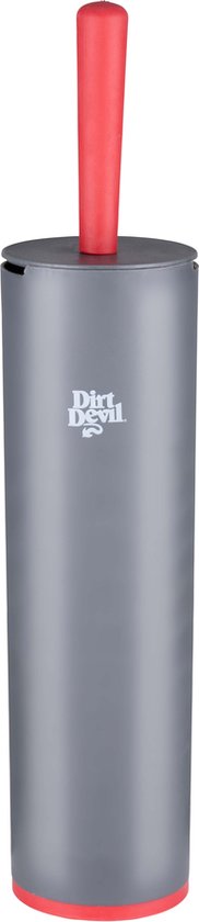 Brosse de WC Dirt Devil avec support - Support robuste - 39 x 12 x 16 cm - Gris/Rouge