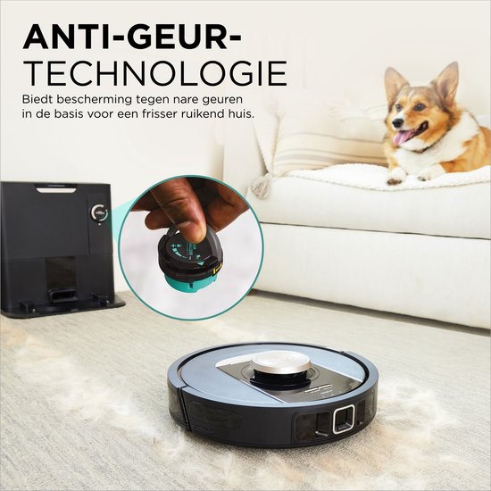 Robot aspirateur Shark PowerDetect avec station de vidange/chargement - Navigation laser complète à 360° - Avec application et technologie anti-odeurs - Pour animaux domestiques - RV2820VEEU