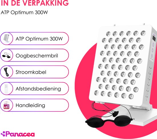 Panacea LED Red and Infrared Lamp Anti Age Collagen - Muscles et articulations - Light Therapy - Stress & Fatigue