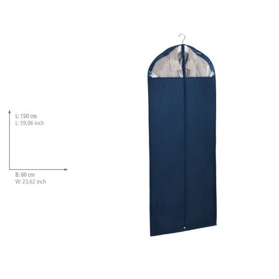 Housse à vêtements Wenko Business bleu foncé - 150 x 60 cm - Avec fermeture éclair et fenêtre transparente