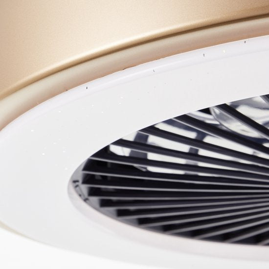 Brilliant Slimline - Ventilateur de plafond - Avec éclairage - LED 40W - 3000K-6500K - Dimmable - Noir avec bordure dorée - Très silencieux