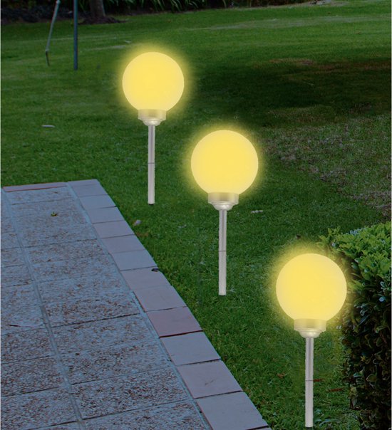 Spot Hortensus pour l'éclairage du jardin - Lot de 2 sphères argentées - 20x20x51CM