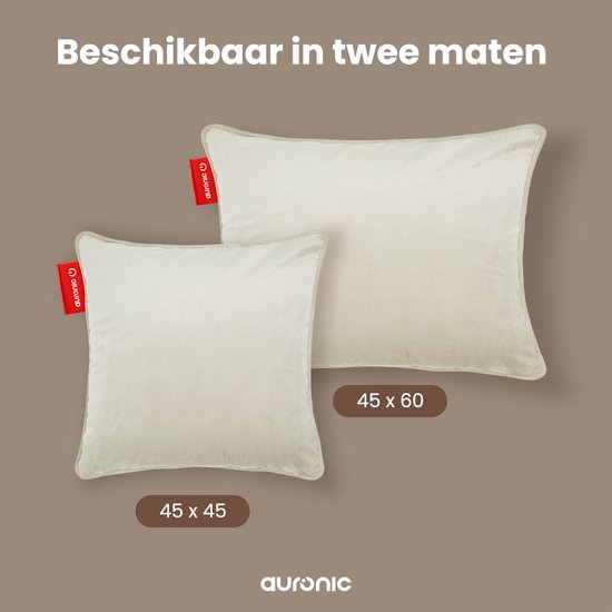 Auronic Heat Pillow - Velours - 45x60 - Sans fil - Rechargeable - Oreiller électrique - Infrarouge - Taupe