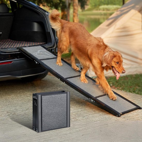 Jake and Jacky Dog Walkway for Car - Marchepied pliable pour chien - Marchepied antidérapant pour chien - pliable - réfléchissant - 160x44 cm - Poids jusqu'à 70 kg