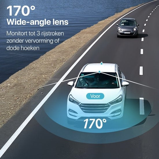 Qumax Dashcam pour voiture - Full HD - Mode parking avec capteur G intégré - Ecran IPS - Objectif grand angle 170° - Vision nocturne