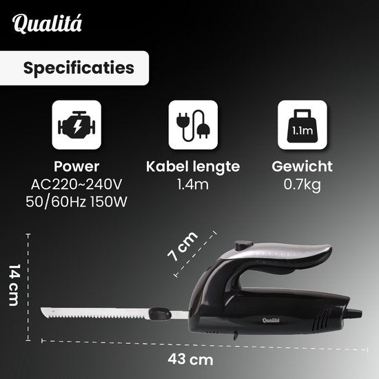 Qualitá® Couteau électrique - Couteau à pain électrique Couteau à viande - Trancheur de pain