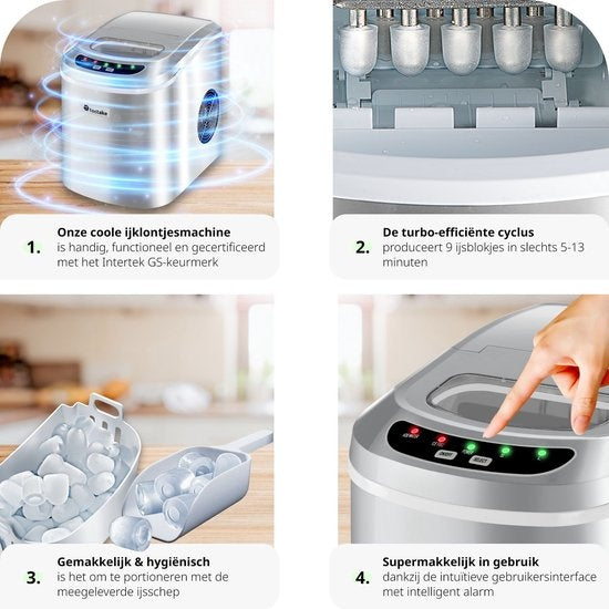 Tectake 400474 - Machine à glaçons - Argent