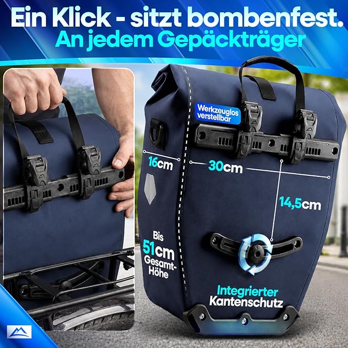 Porte-sacs pour vélo Nextcover en TPU (bleu)