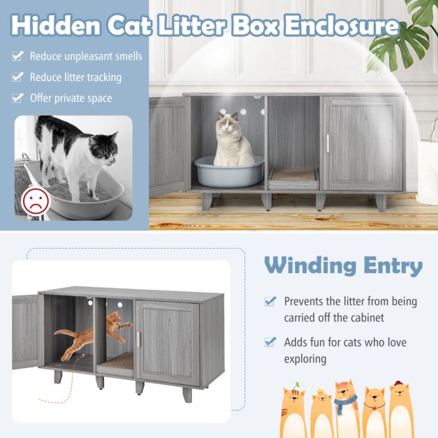 Armoire à chat Coast - 3-en-1 - MDF - Max. 40kg - 120 x 52 x 65 cm - Gris