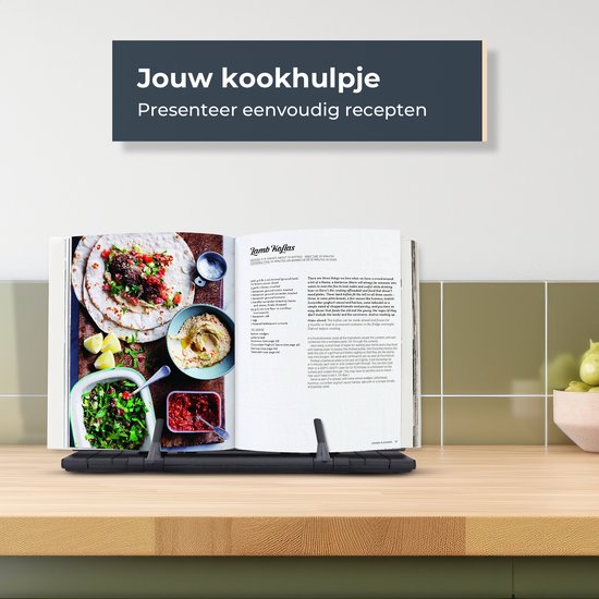 Castagnola Support de livres ajustable - Support de livres avec 7 supports - Support de livres de cuisine en métal - Support de tablettes noir - Support de lecture antidérapant - Support de livres
