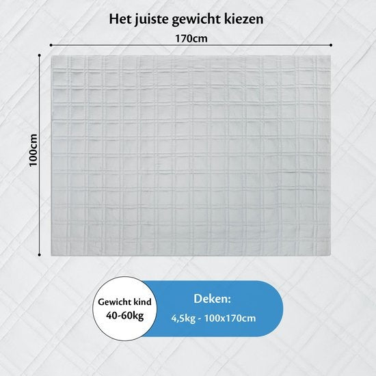 Ella® Couverture lestée pour enfant 4.5kg - 100 x 170cm - Couverture lestée - OEKO-TEX Coton