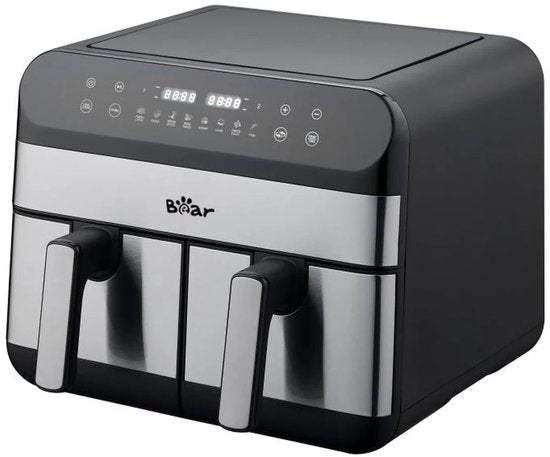 Friteuse à air chaud Bear Double – Friteuse à air chaud 9 L avec 2 paniers – 2 400 W – Réglage indépendant de la température et 8 programmes – Écran numérique – QZG-F24F1