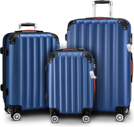 Set de valises MONZANA - Valise M L XL 3-pièces Hardcase Hand Luggage - Bleu marine