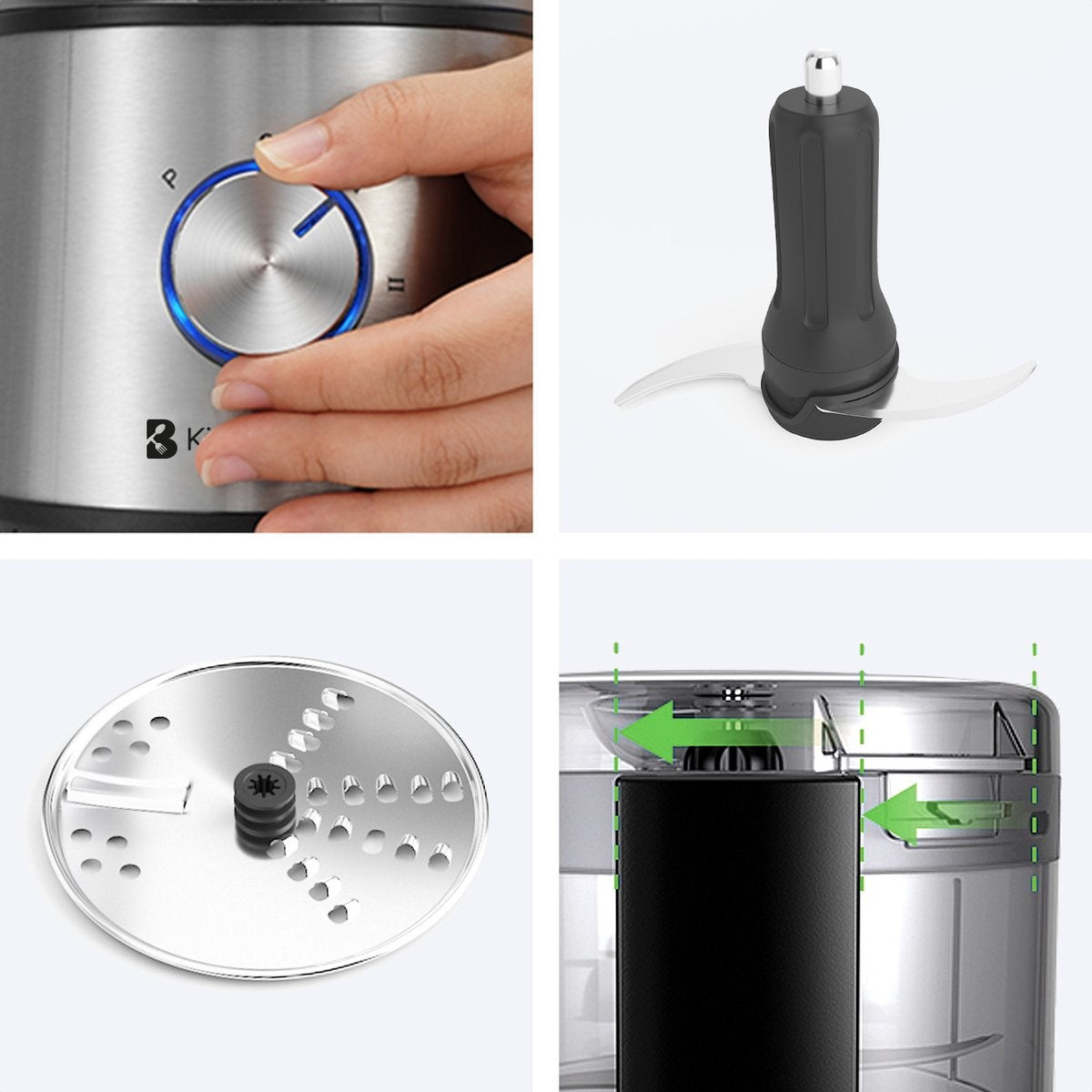 KitchenBrothers Robot ménager - 5 en 1 - 20 x 14 x 34 cm- acier inoxydable