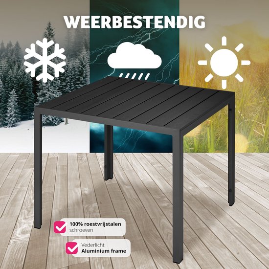 tectake® - Table de jardin Maren - Carré - noir - 402954