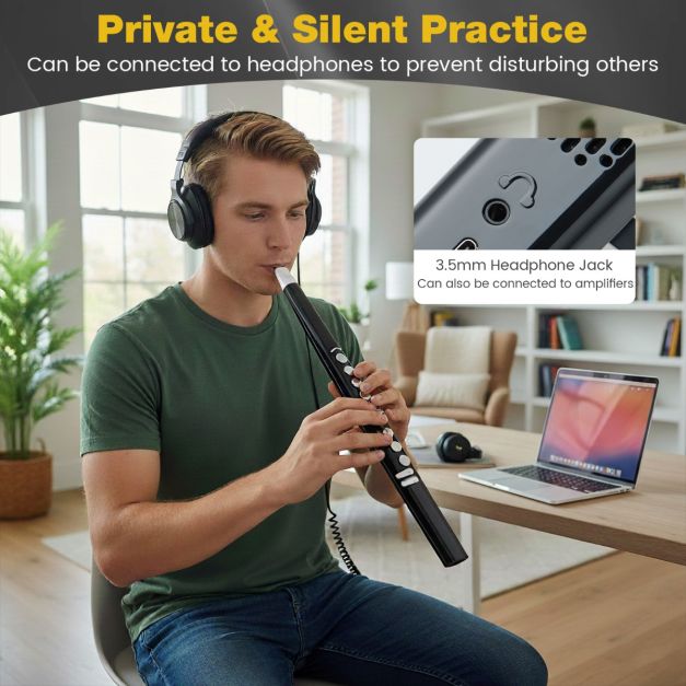 Coast Electronic Wind Instrument Black 44.5 cm - Instrument MIDI portable avec 13 sons et 3 octaves