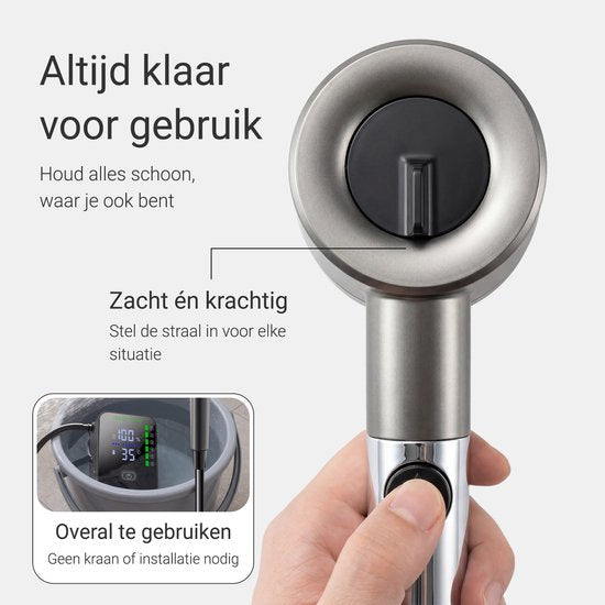 Douche de camping rechargeable avec 2 filtres à eau - 24 douches - 3 réglages (brume, normal, jet puissant) - Douche d'extérieur pour le camping, les chiens, la voiture, le vélo et le camping-car - FLOAT Oasis