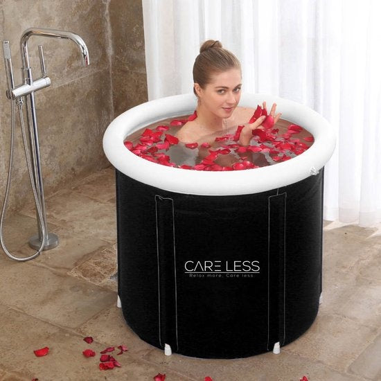 Baignoire pliable Care Less - Baignoire mobile - Pliable et avec couvercle - Pompe et tuyau de vidange inclus - Noir - Seau de bain