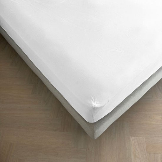 Drap-housse Kayori Emma en satin de coton - 160 x 200-210 cm - Épaisseur du matelas : 35 cm - Élastique sur tout le pourtour - Blanc
