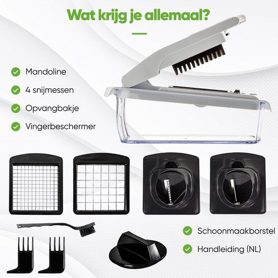 Mandoline Stosh - Coupe-légumes - Coupe-oignons - Coupe-spirale - 4 pièces - Blanc - Sans BPA