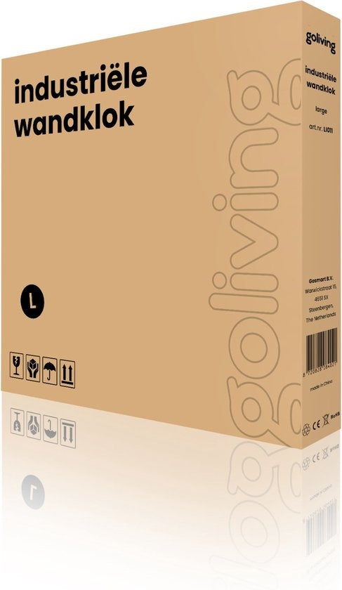 Horloge murale industrielle Goliving - Mouvement silencieux - Horloge murale moderne - Métal - Ø 70cm - Noir