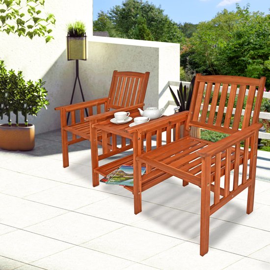 Banc de jardin Casaria 2 places - Bois d'acacia certifié FSC® - 164 cm