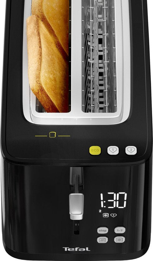 Tefal Smart & Light TL6408 - Grille-pain XL - 4 tranches de pain - Écran numérique - 7 niveaux de brunissage - Bac à miettes amovible