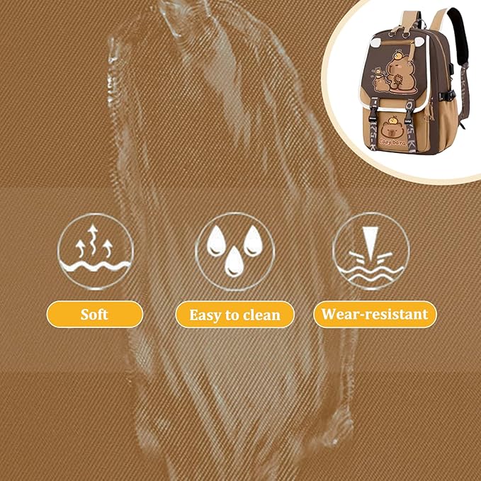 Sac à dos Capybara - grande capacité, imperméable et design mignon - poches multiples, sangle réglable et panneau arrière respirant - pour les enfants, les adolescents et les filles