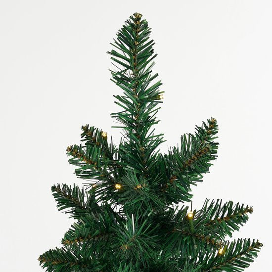 Black Box Trees Gerlos : sapin de Noël artificiel avec illuminations - Sapin artificiel H 90 x P 41 cm - Sapin de Noël artificiel dans un sac en jute - Décoration de Noël d'intérieur - 108 branches - Vert