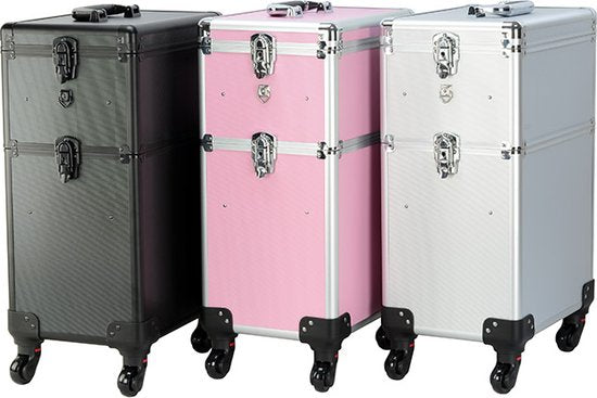 DMV - Valise de coiffure trolley - valise de maquillage trolley - valise de maquillage - valise de beauté - noir